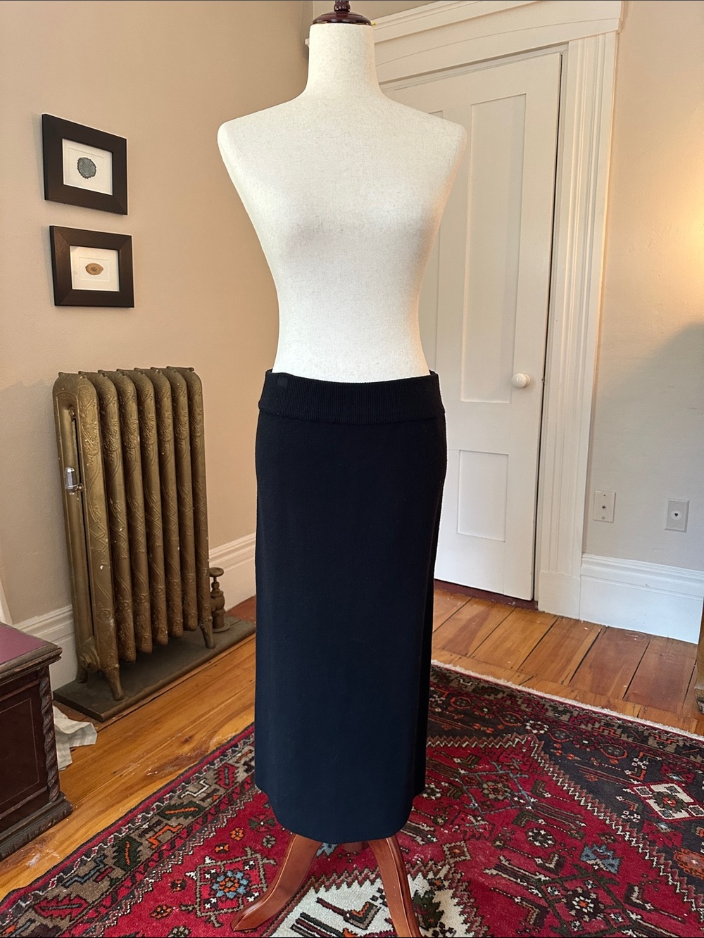 Allegra K Cotton/Wool Black Knit Midi Skirt